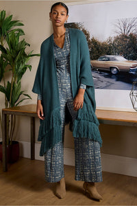 Poncho tricot pofe azul acero