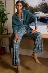 Poncho tricot pofe azul acero