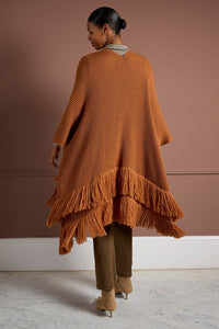 Poncho tricot pofe camel