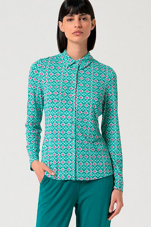 Camisa elastica kavi turquesa