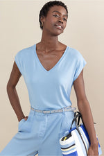 Cargar imagen en el visor de la galería, Camiseta bamboo lica azul celeste
