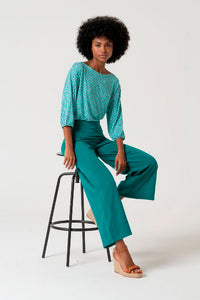 Pantalon cropped lipo esmeralda