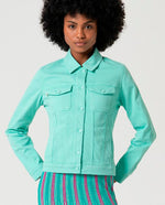 Cargar imagen en el visor de la galería, Chaqueta denim odje verde agua
