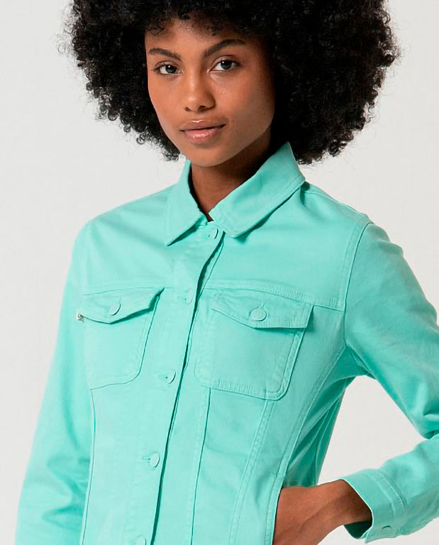 Chaqueta denim odje verde agua