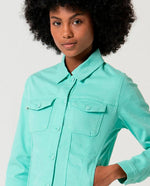 Cargar imagen en el visor de la galería, Chaqueta denim odje verde agua
