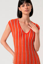Cargar imagen en el visor de la galería, Vestido midi punto tais naranja

