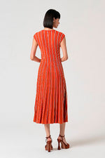 Cargar imagen en el visor de la galería, Vestido midi punto tais naranja
