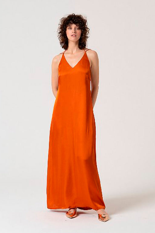 Vestido largo lite teja