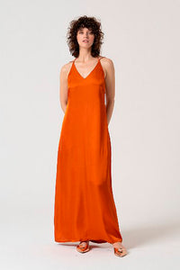 Vestido largo lite teja