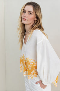 Blusa bordado mali beig