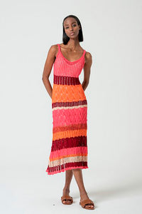 Vestido crochet reco fucsia