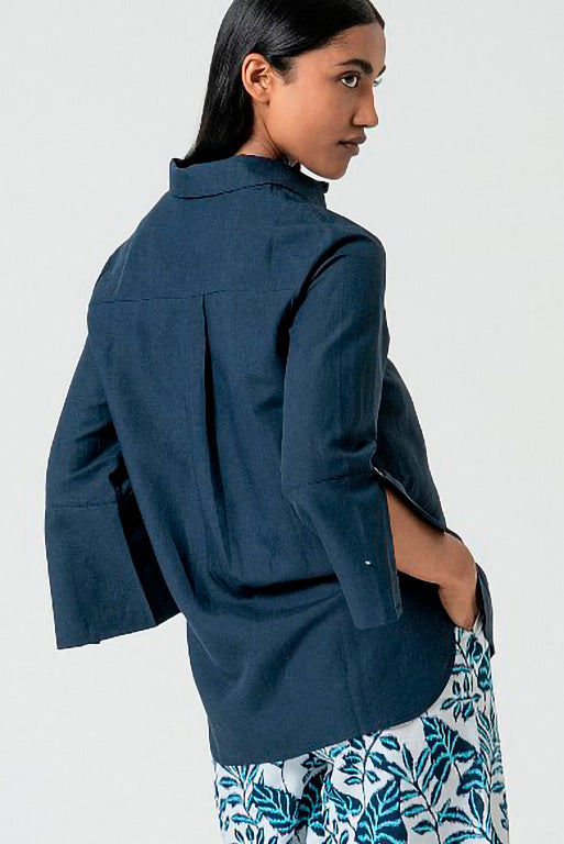 Camisa lino tine azul marino