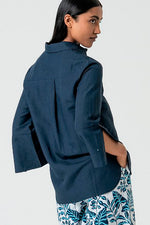 Cargar imagen en el visor de la galería, Camisa lino tine azul marino
