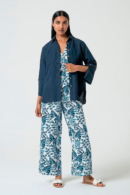 Camisa lino tine azul marino