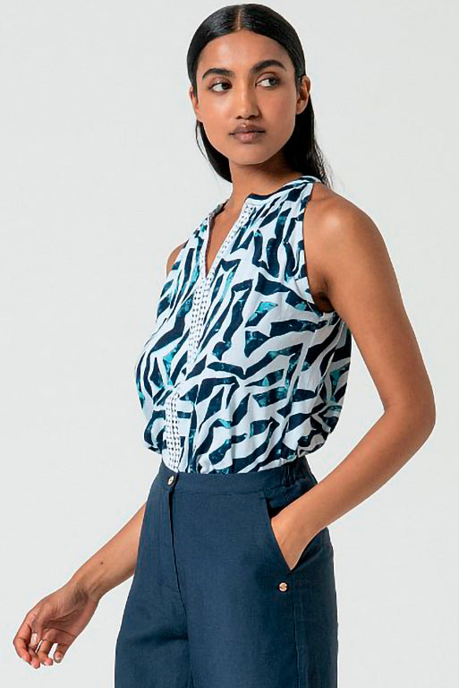 Pantalon lino tine azul marino