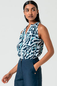 Pantalon lino tine azul marino