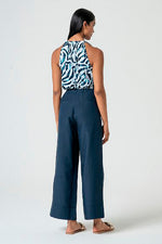 Cargar imagen en el visor de la galería, Pantalon lino tine azul marino
