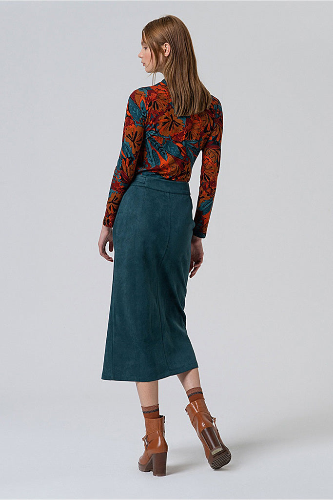 Falda midi lisu verde