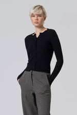 Cargar imagen en el visor de la galería, Cardigan canale liza negro
