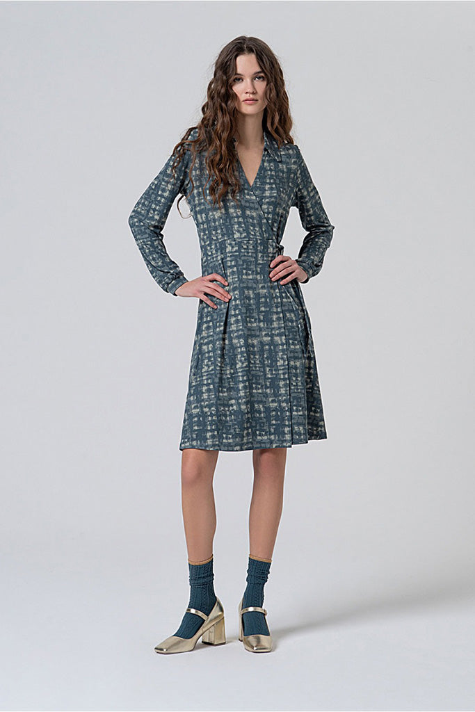 Vestido corto omer azul acero
