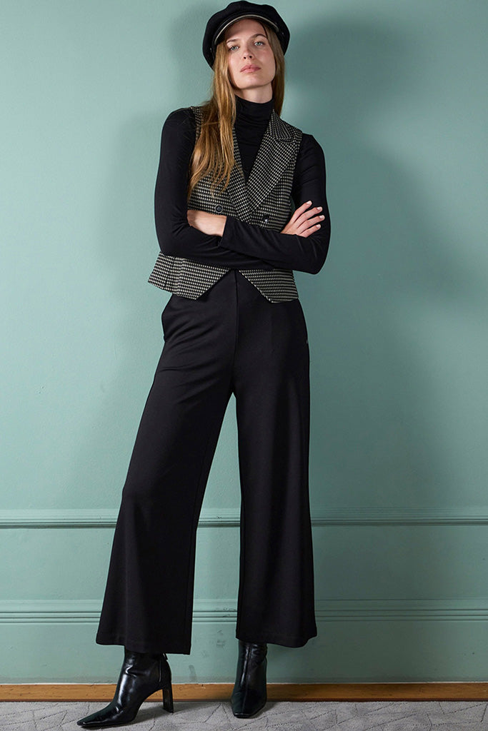 Pantalon flare lisa negro