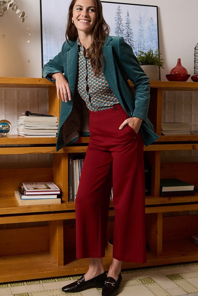 Pantalon flare lisa rojo