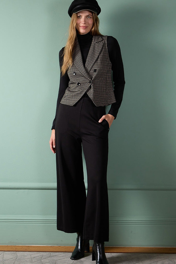 Pantalon ancho lisa negro