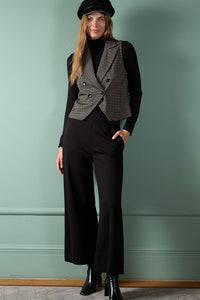 Pantalon ancho lisa negro
