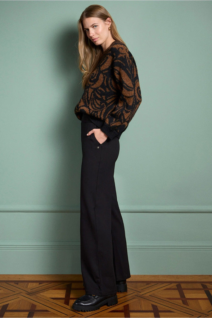 Pantalon ancho lisa negro