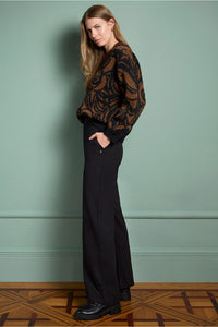 Pantalon ancho lisa negro
