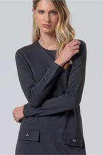 Cargar imagen en el visor de la galería, Vestido corto lisa gris oscuro
