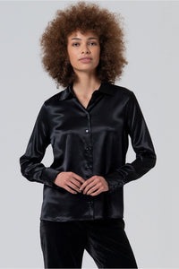 Camisa satinada Liki negro