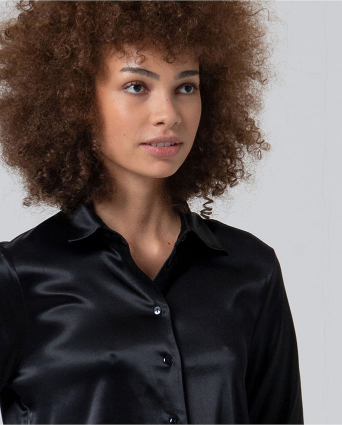 Camisa satinada Liki negro
