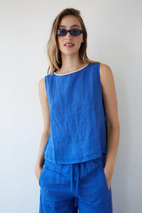 Blusa lino ana azul