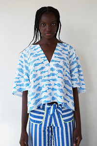 Blusa peces azul