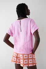 Cargar imagen en el visor de la galería, Blusa lino flake rosa
