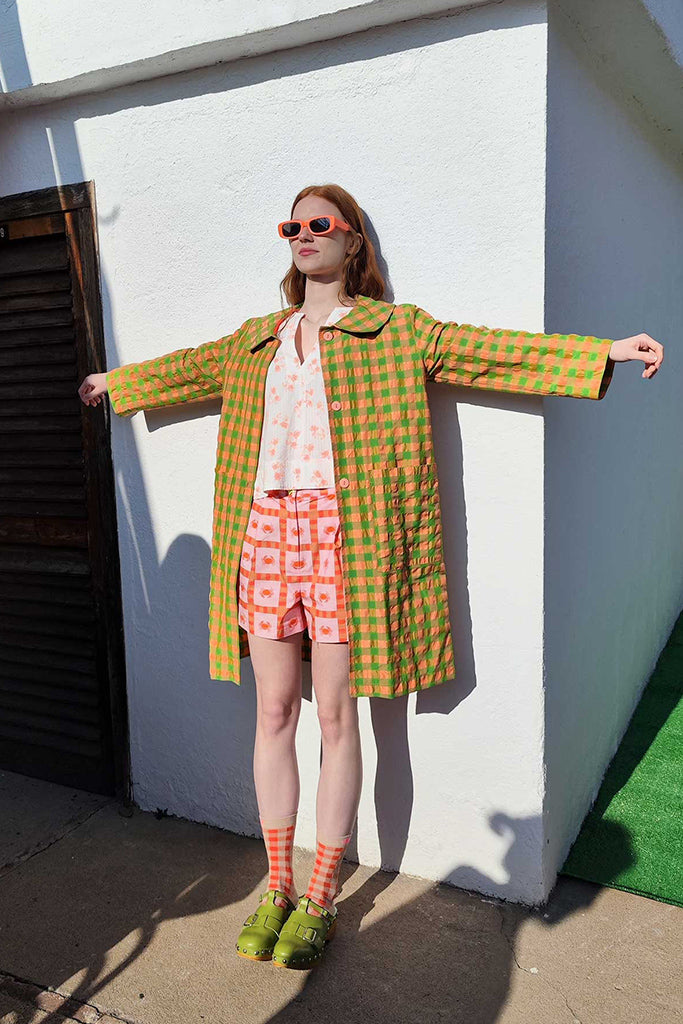Gabardina vichy coral