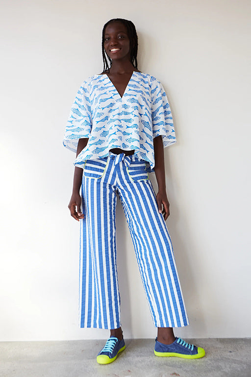 Pantalon crop aloha azul