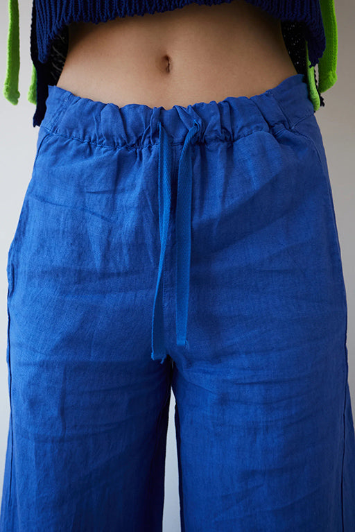 Pantalon lino bomba azul