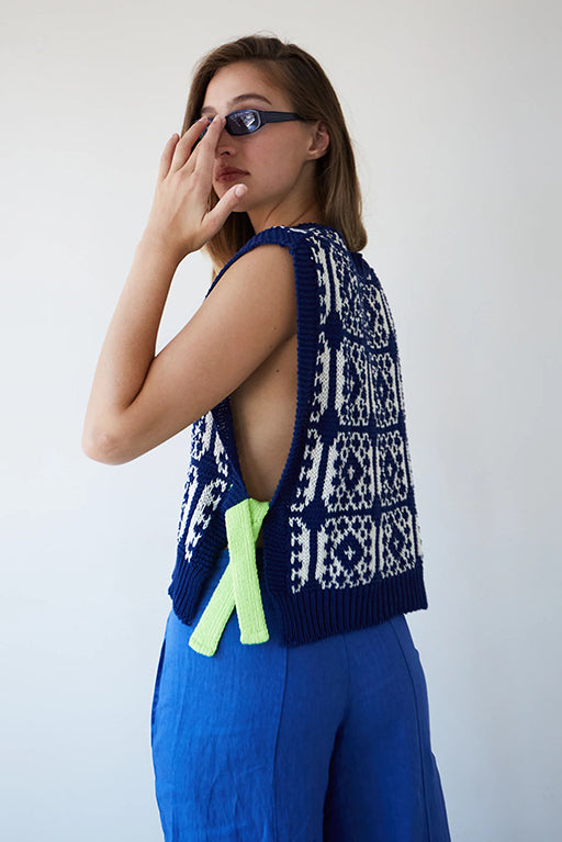 Pantalon lino bomba azul