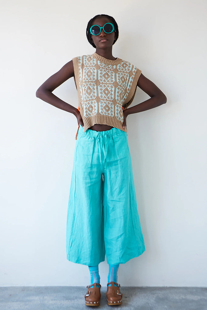 Pantalon lino bomba esmeralda