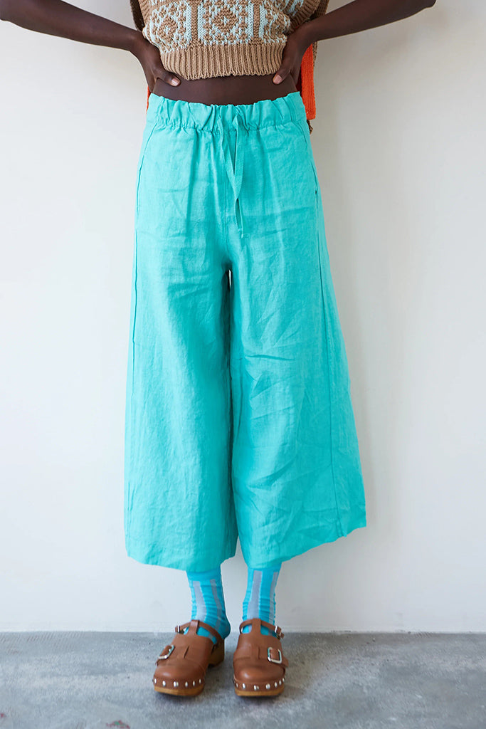 Pantalon lino bomba esmeralda