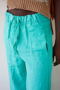 Pantalon lino bomba esmeralda