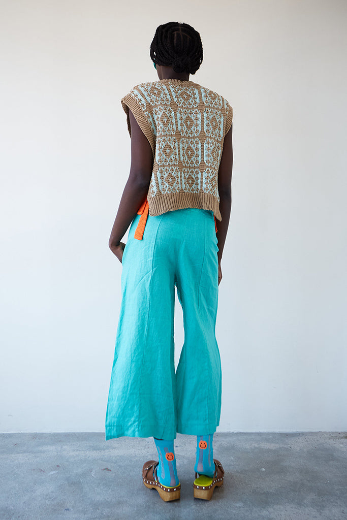 Pantalon lino bomba esmeralda